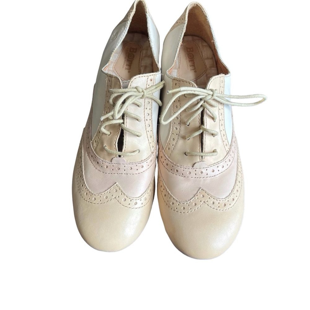 Cream and tan Born Handcrafted Footwear Oxford shoes